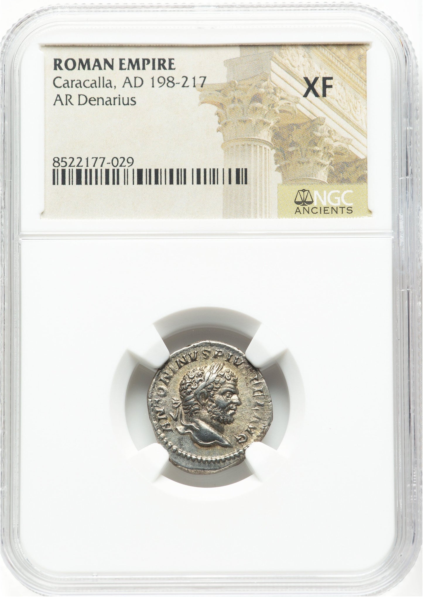 Roman Empire - Caracalla - Silver Denarius - NGC XF