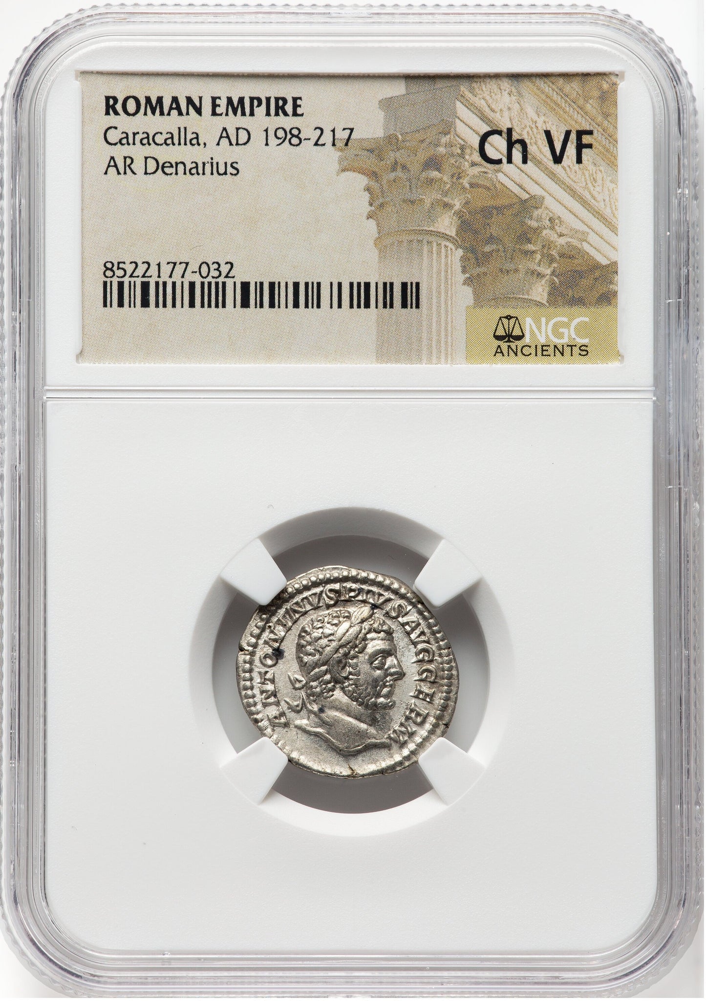 Roman Empire - Caracalla - Silver Denarius - NGC Ch VF