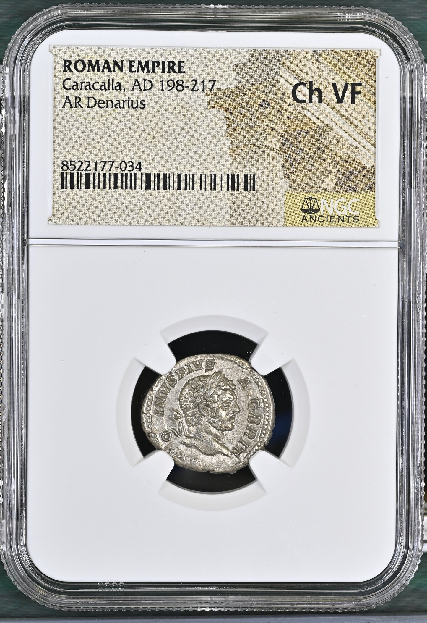 Roman Empire - Caracalla - Silver Denarius - NGC Ch VF