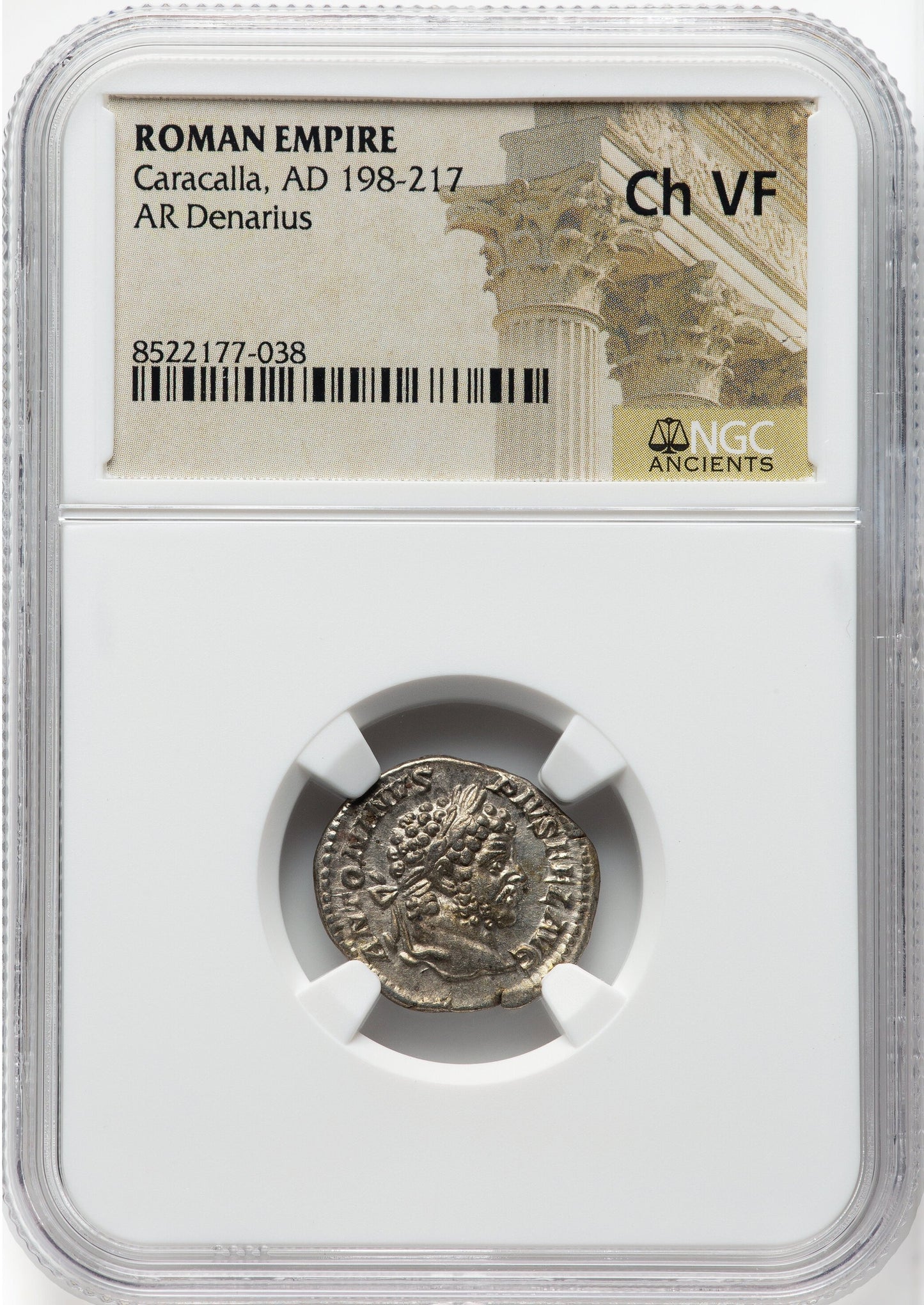 Roman Empire - Caracalla - Silver Denarius - NGC Ch VF