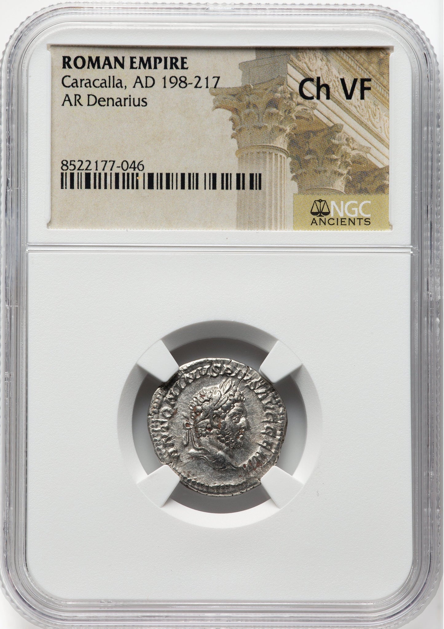 Roman Empire - Caracalla - Silver Denarius - NGC Ch VF