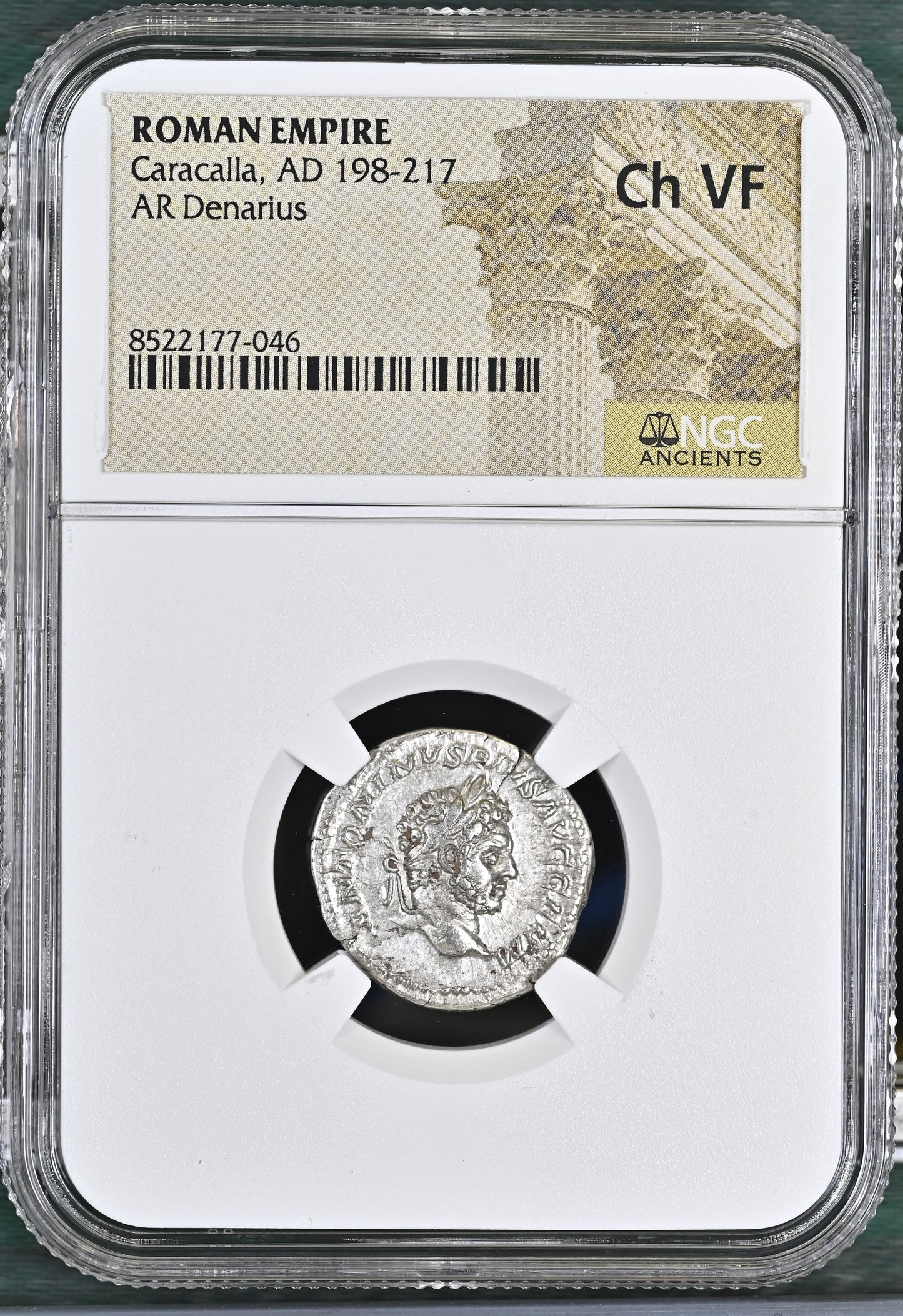 Roman Empire - Caracalla - Silver Denarius - NGC Ch VF
