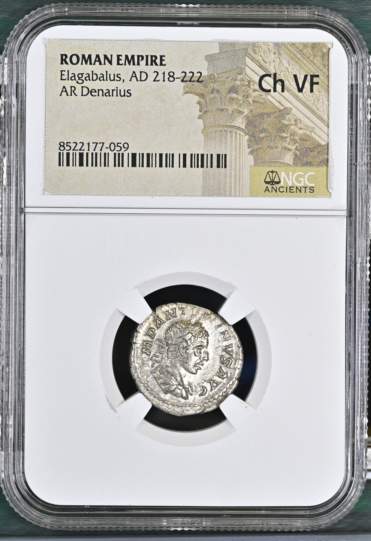 Roman Empire - Elagabalus - Silver Denarius - NGC Ch VF