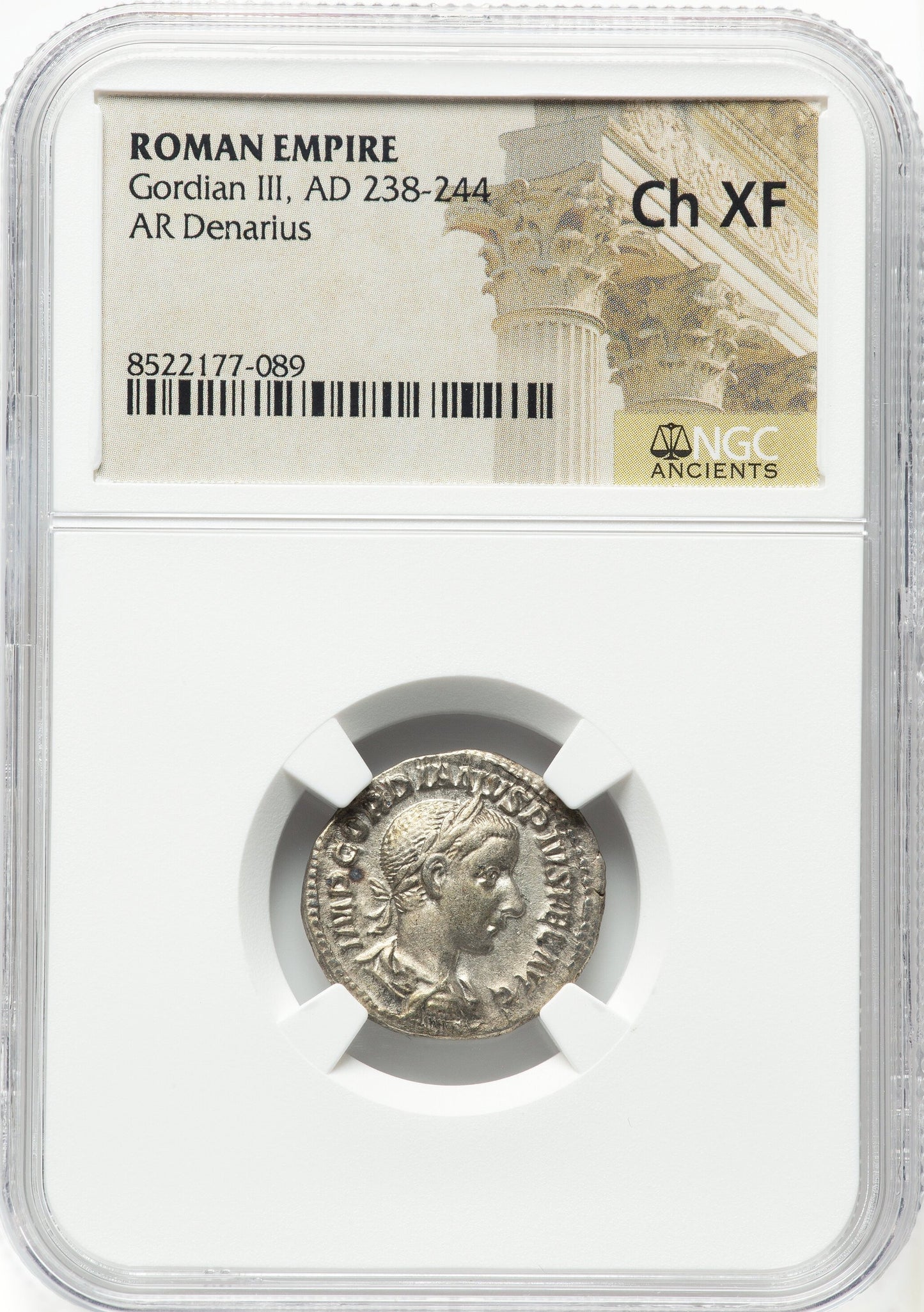 Roman Empire - Gordian III - Silver Denarius - NGC XF