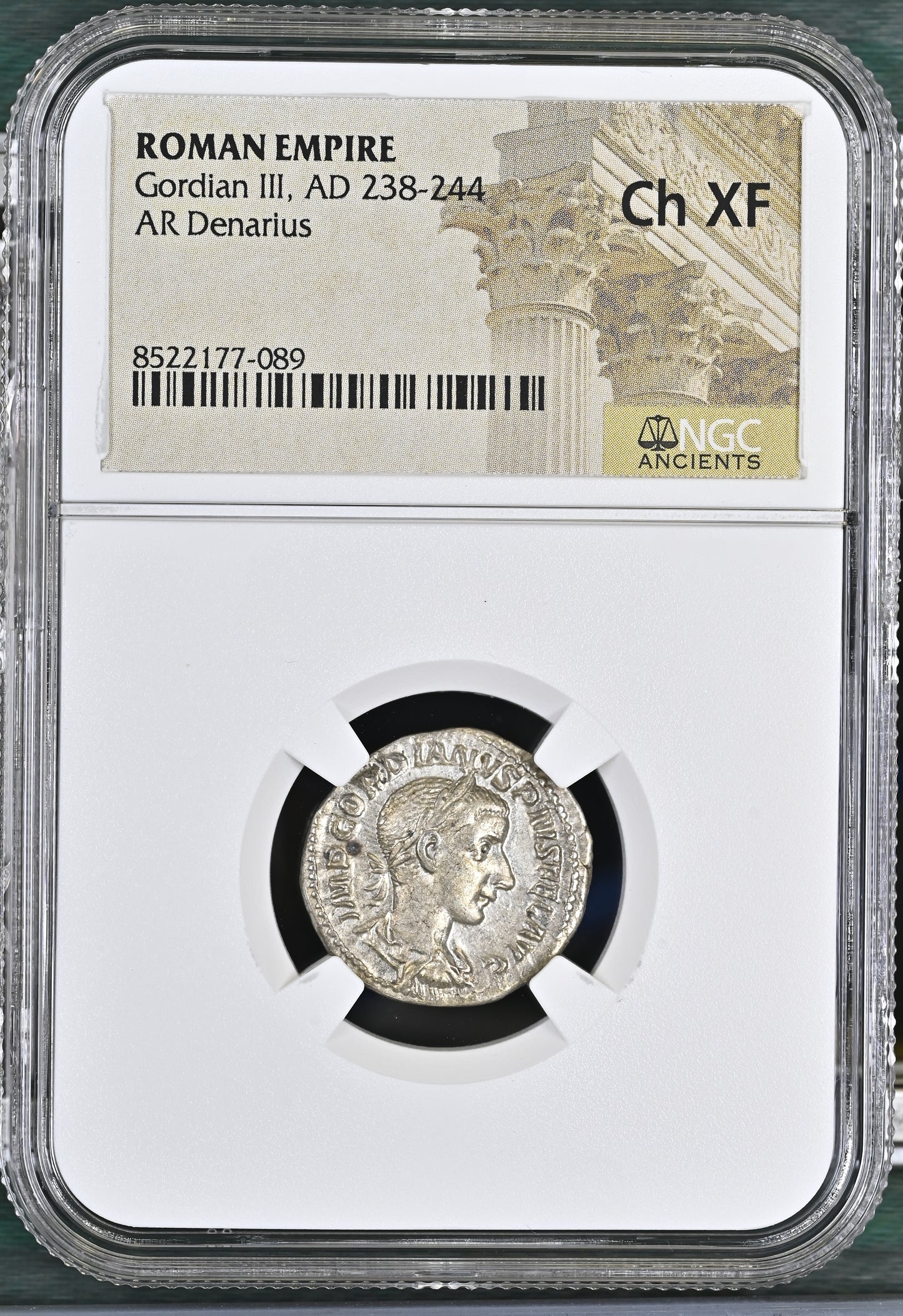 Roman Empire - Gordian III - Silver Denarius - NGC XF