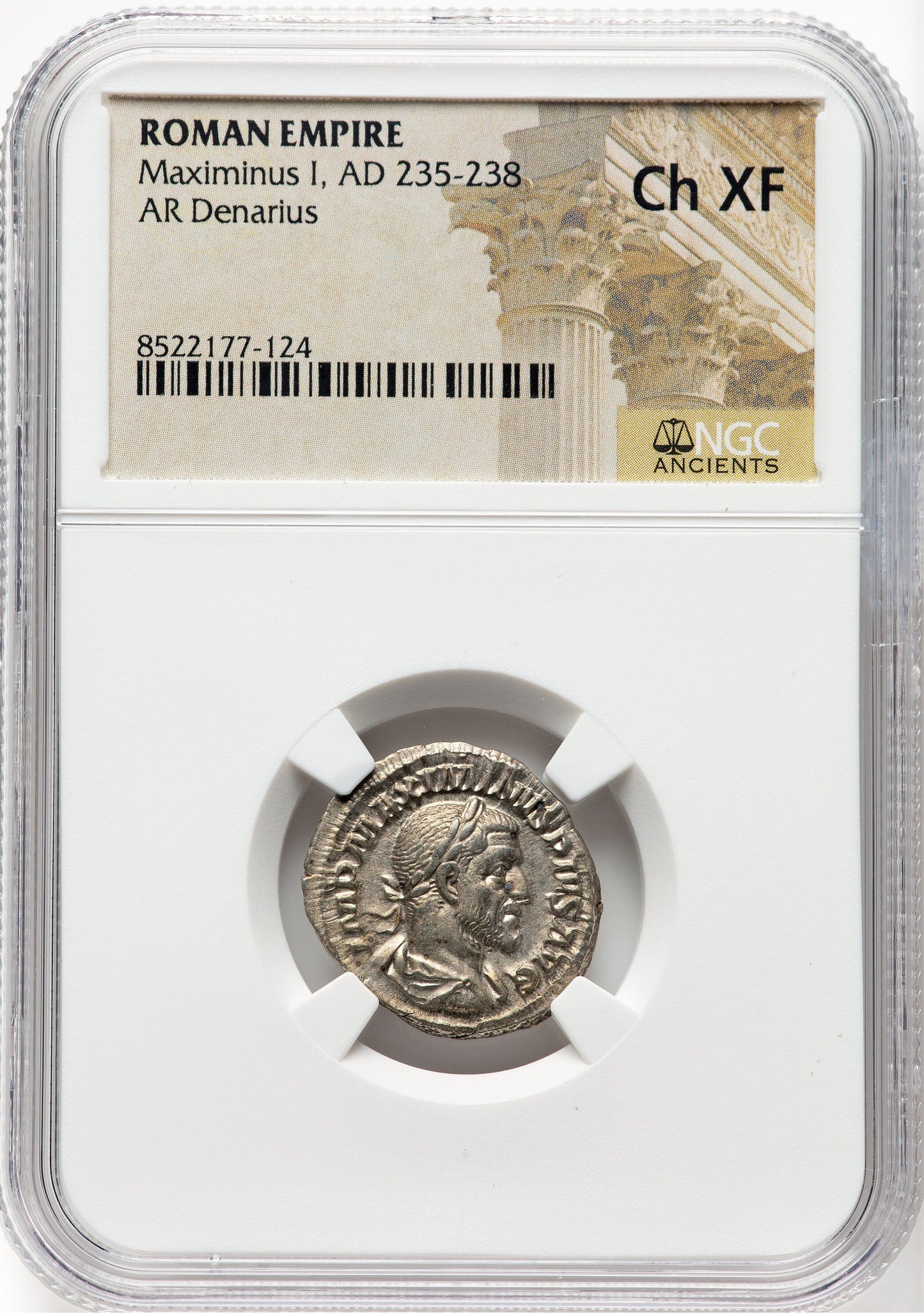 Roman Empire - Maximinus I - Silver Denarius - NGC Ch XF