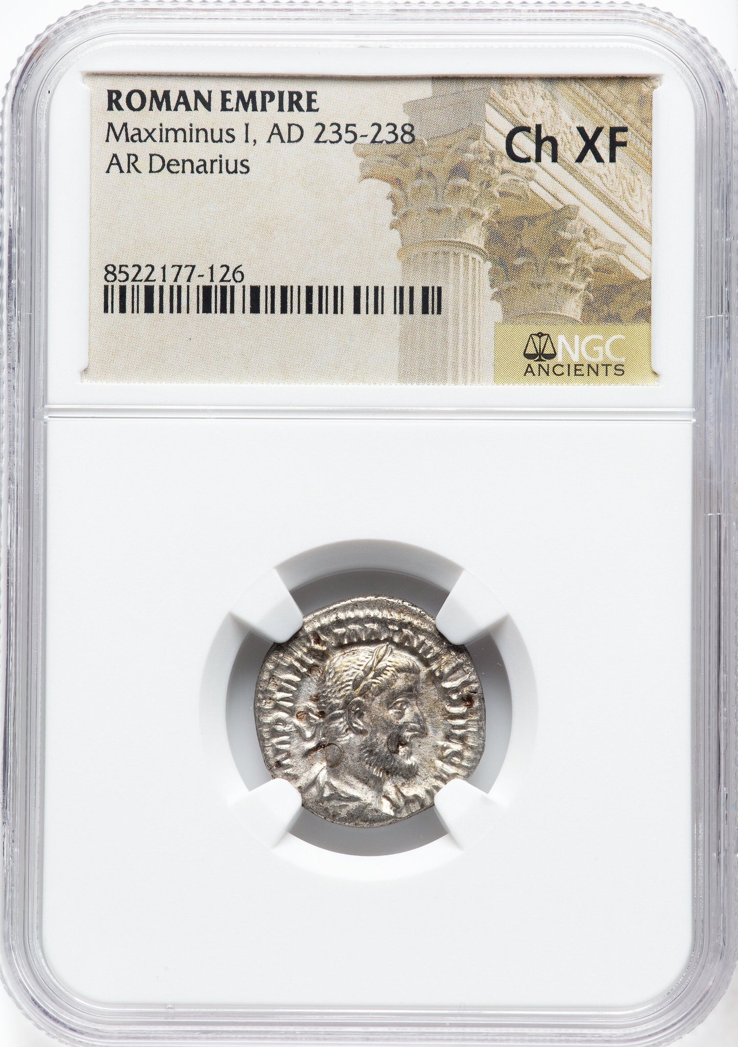 Roman Empire - Maximinus I - Silver Denarius - NGC Ch XF