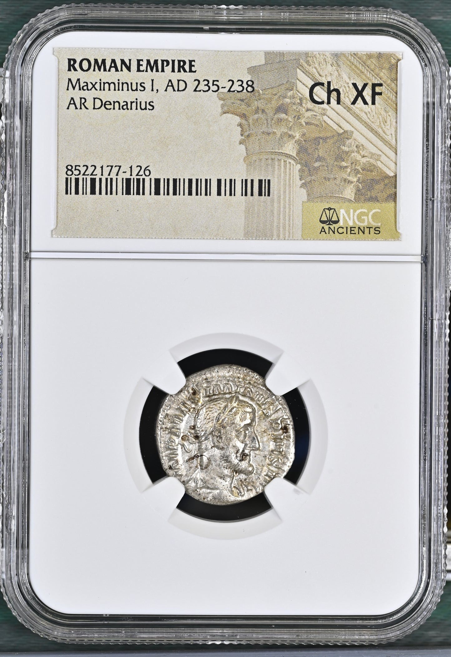 Roman Empire - Maximinus I - Silver Denarius - NGC Ch XF