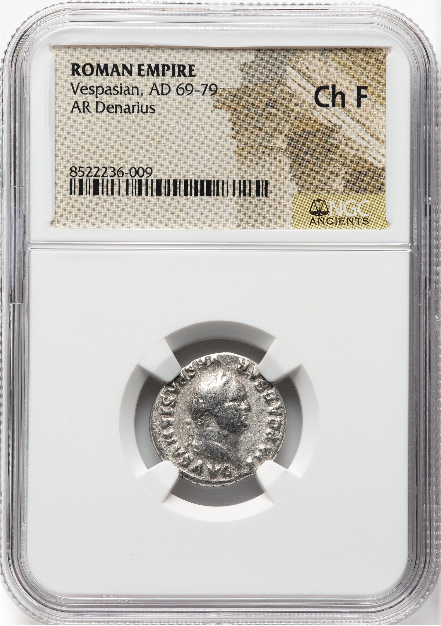 Roman Empire - Vespasian - Silver Denarius - NGC Ch F