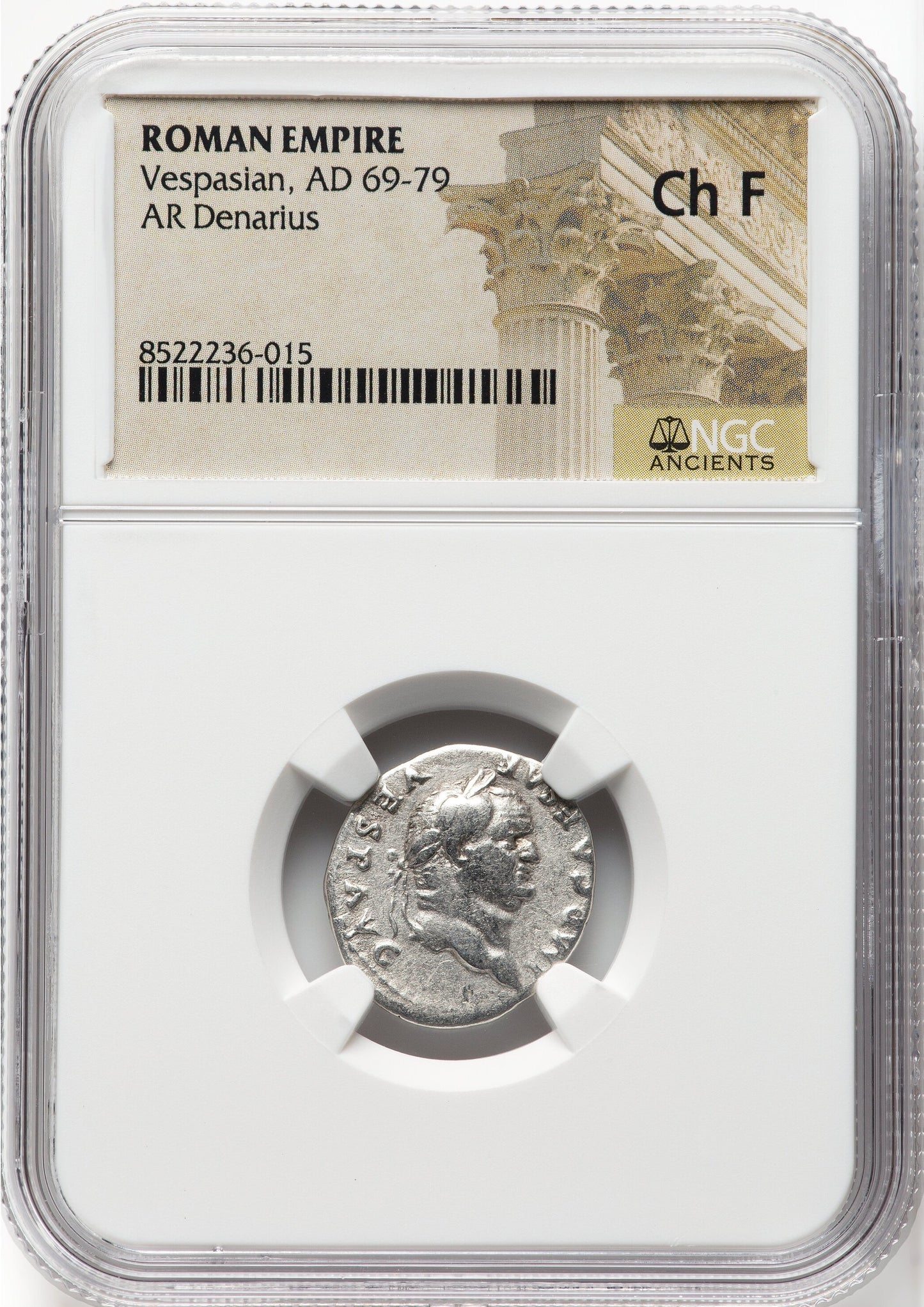 Roman Empire - Vespasian - Silver Denarius - NGC Ch F