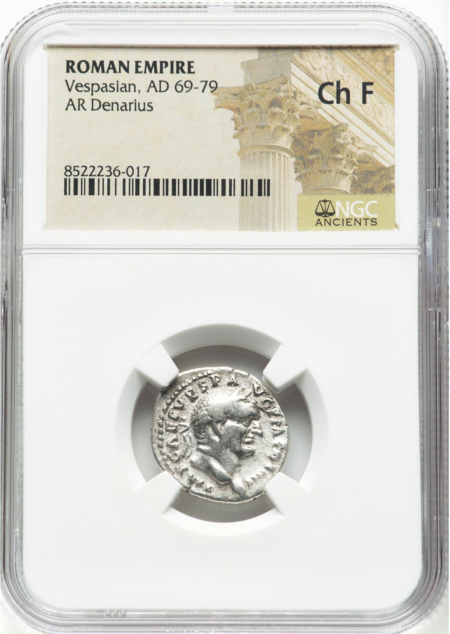 Roman Empire - Vespasian - Silver Denarius - NGC Ch F