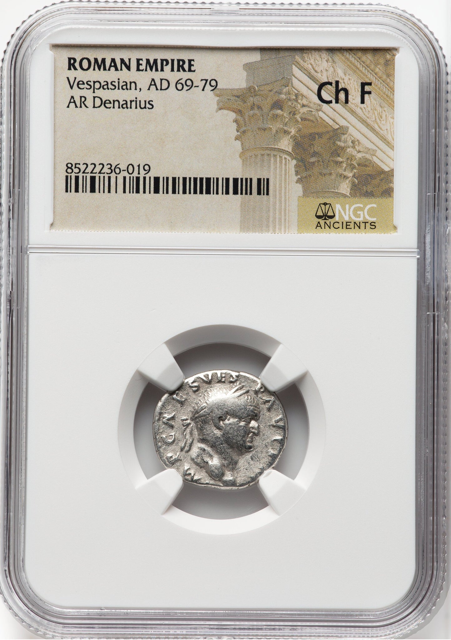 Roman Empire - Vespasian - Silver Denarius - NGC Ch F