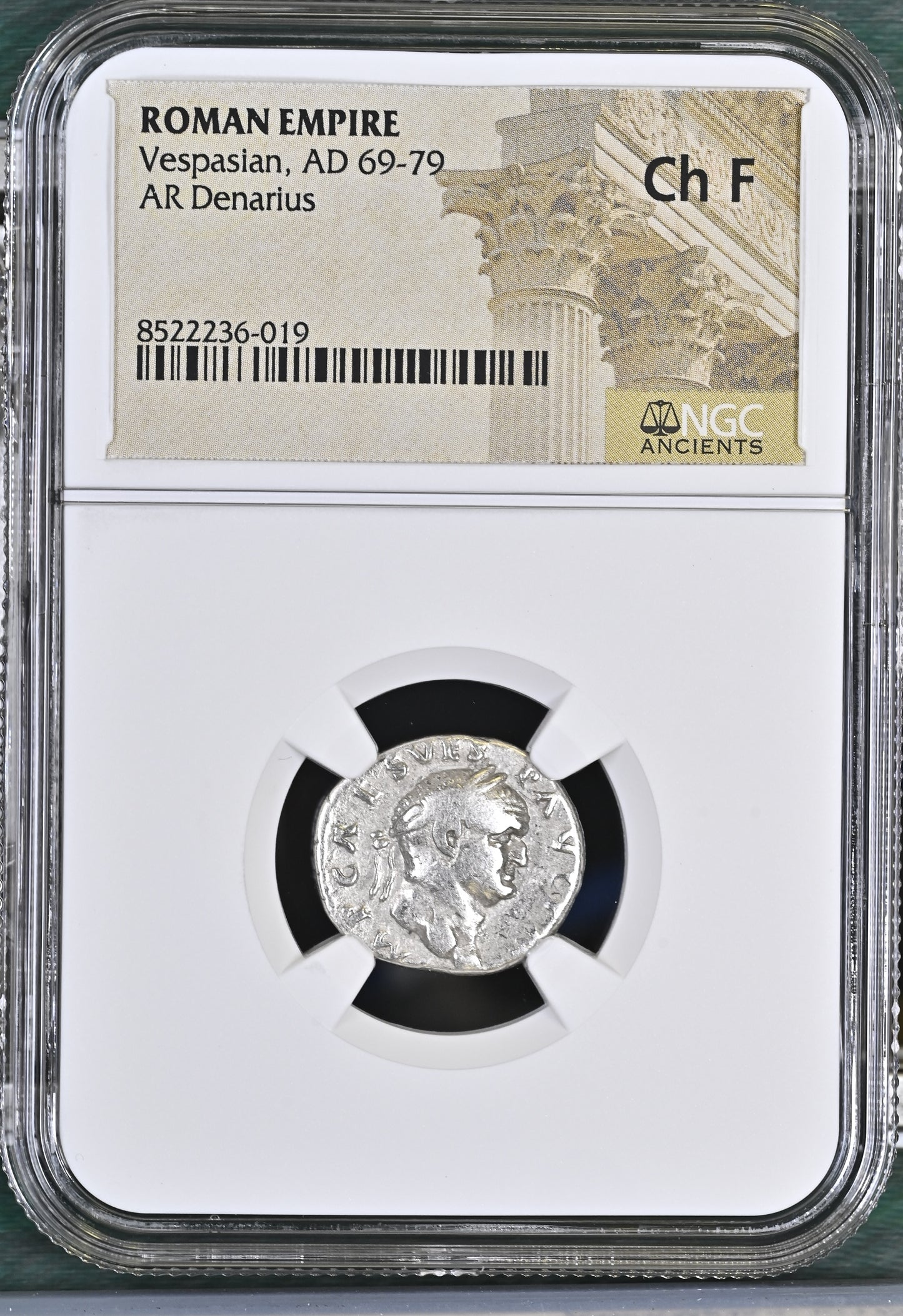 Roman Empire - Vespasian - Silver Denarius - NGC Ch F