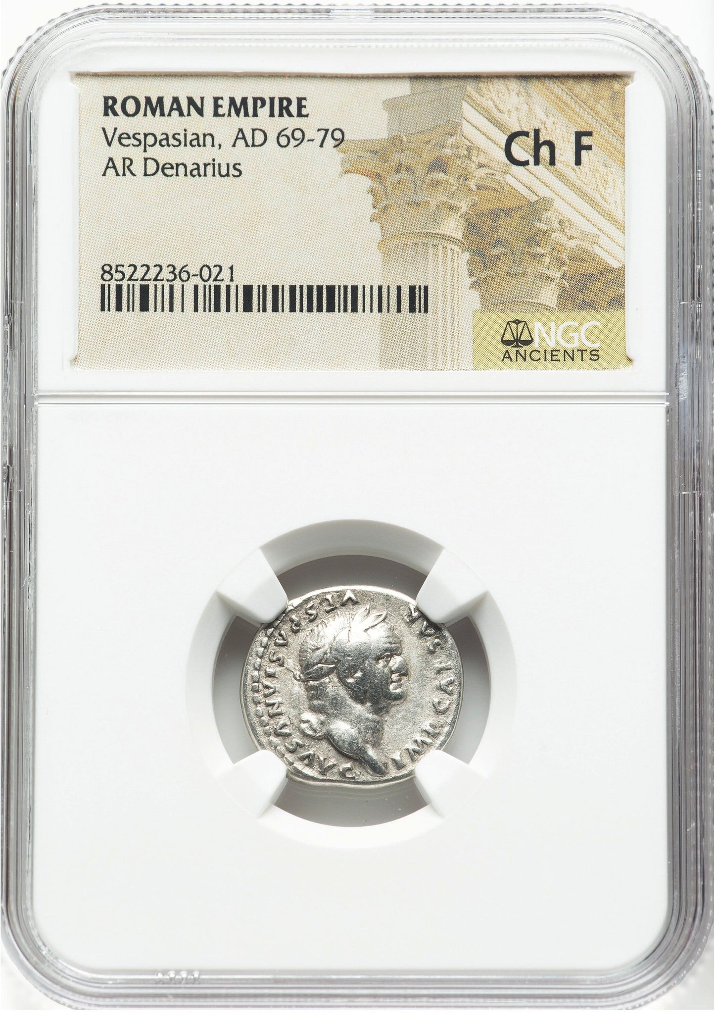 Roman Empire - Vespasian - Silver Denarius - NGC Ch F