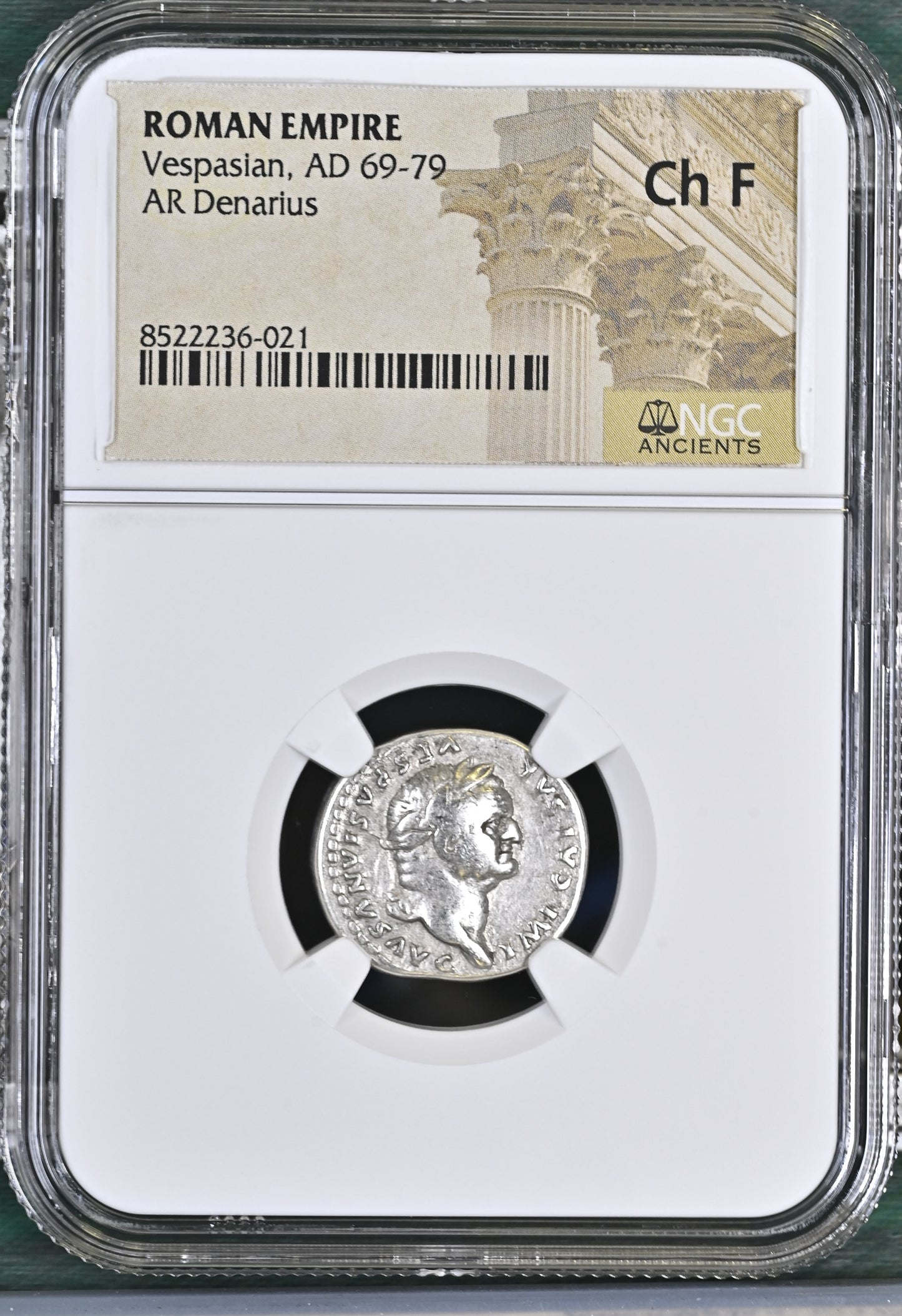Roman Empire - Vespasian - Silver Denarius - NGC Ch F