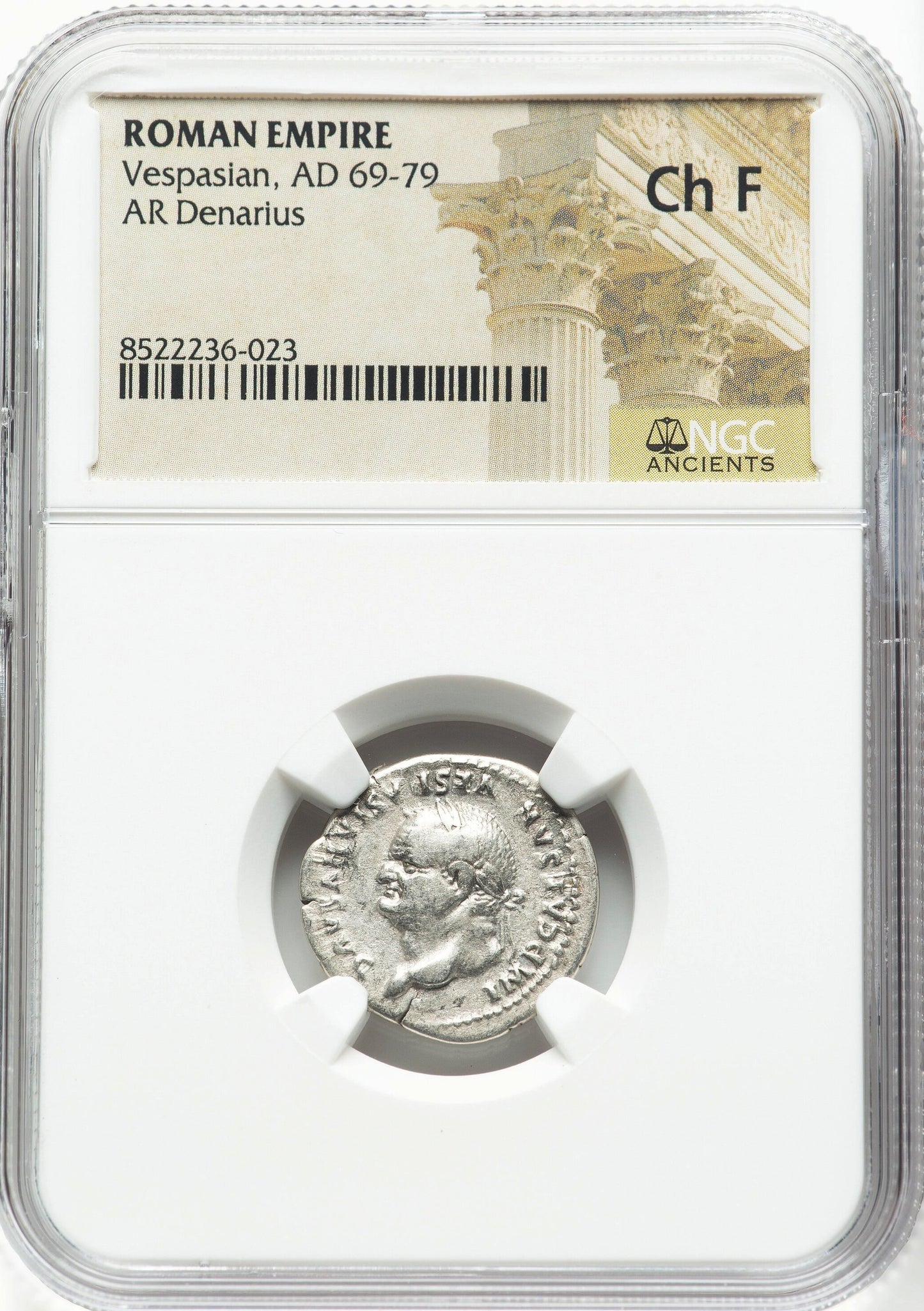 Roman Empire - Vespasian - Silver Denarius - NGC Ch F