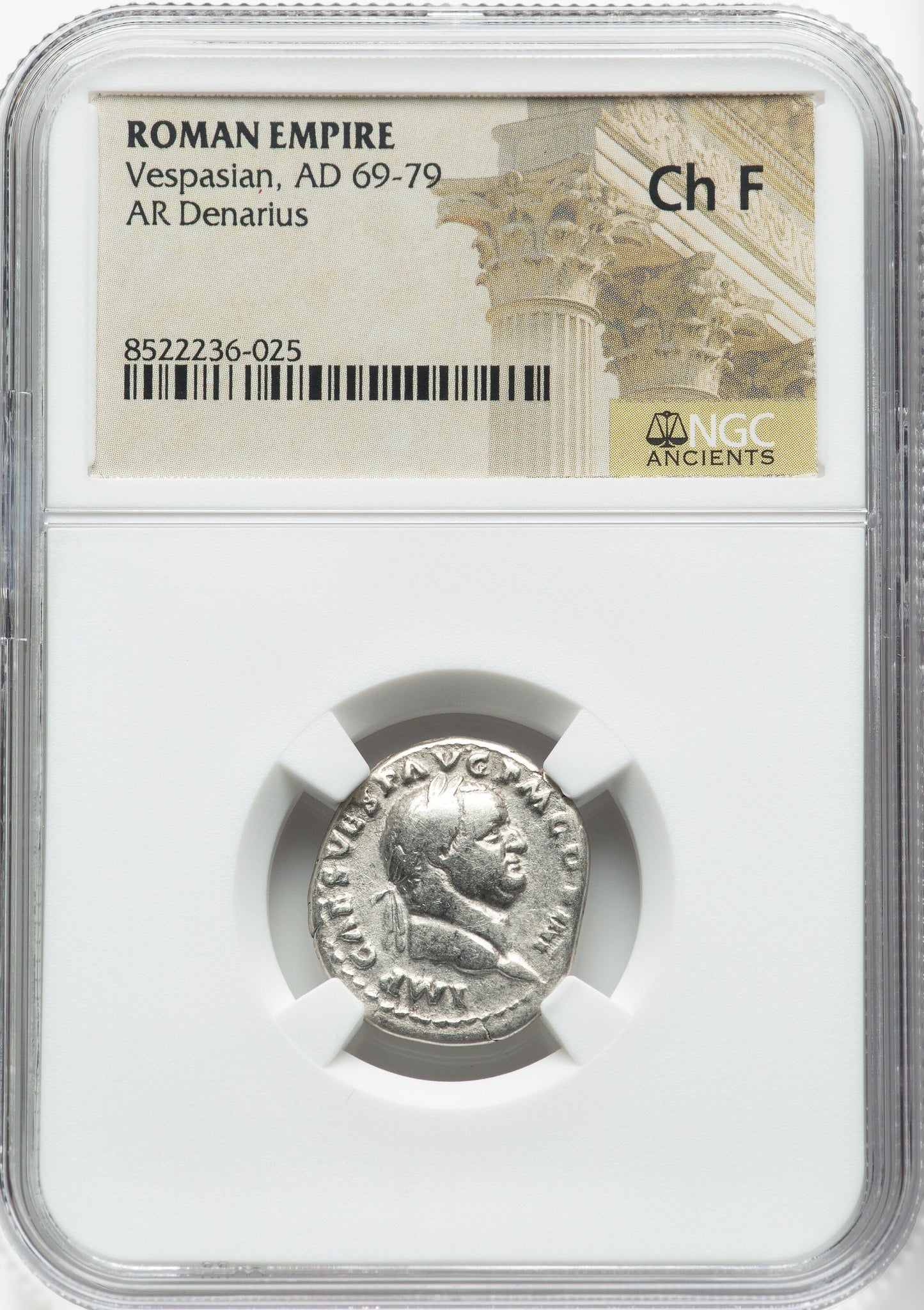 Roman Empire - Vespasian - Silver Denarius - NGC Ch F