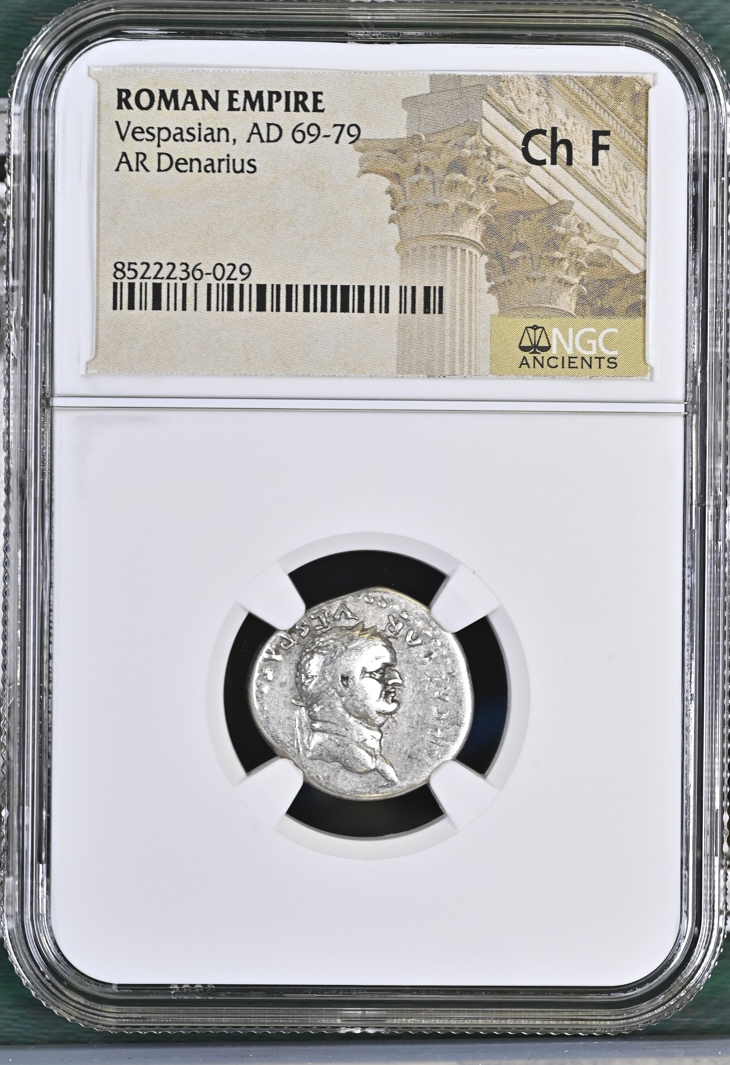 Roman Empire - Vespasian - Silver Denarius - NGC Ch F