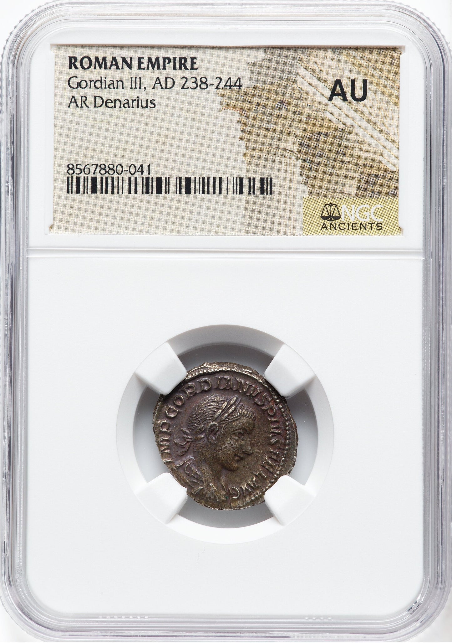 Roman Empire - Gordian III - Silver Denarius - NGC AU