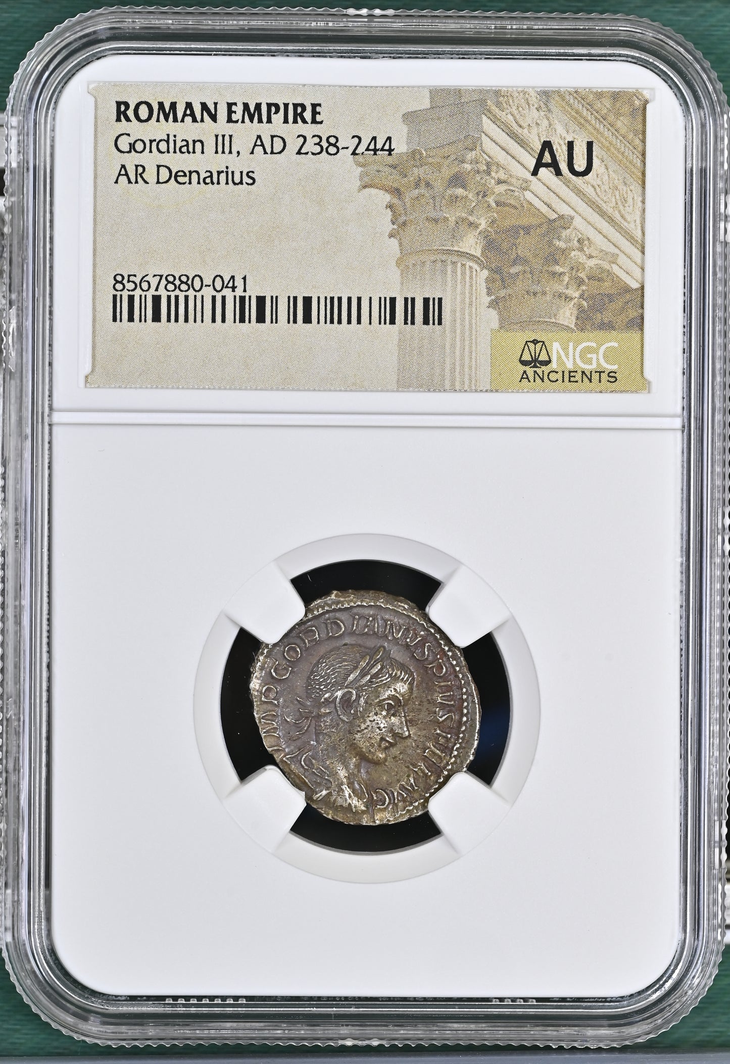 Roman Empire - Gordian III - Silver Denarius - NGC AU