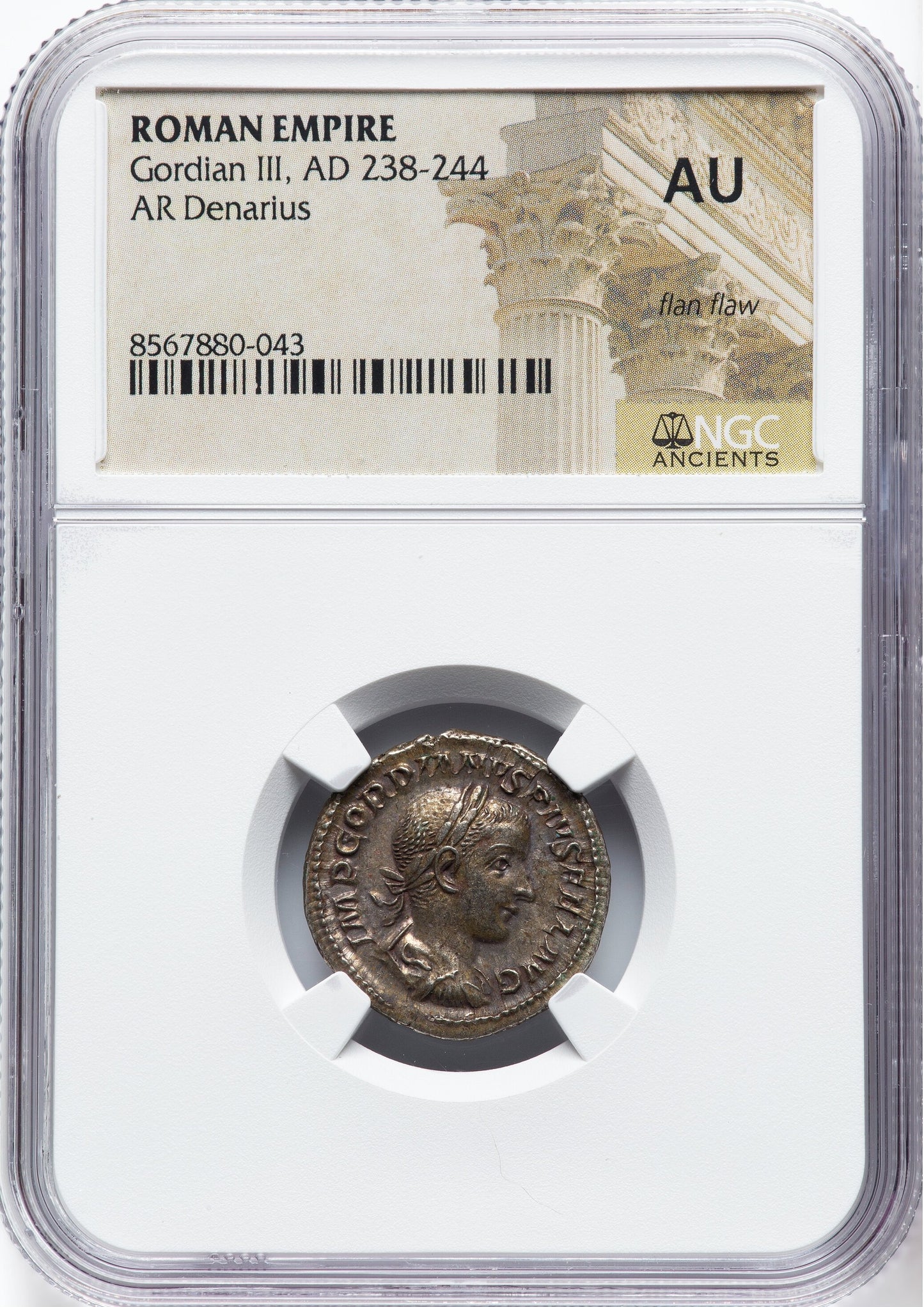Roman Empire - Gordian III - Silver Denarius - NGC AU