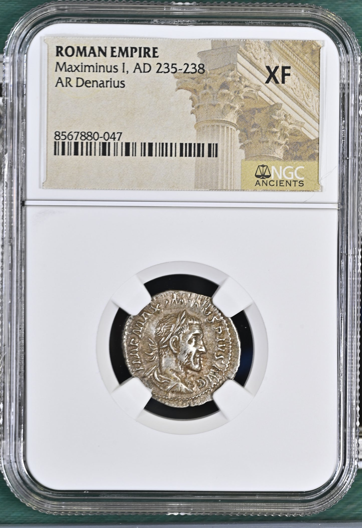 Roman Empire - Maximinus I - Silver Denarius - NGC XF