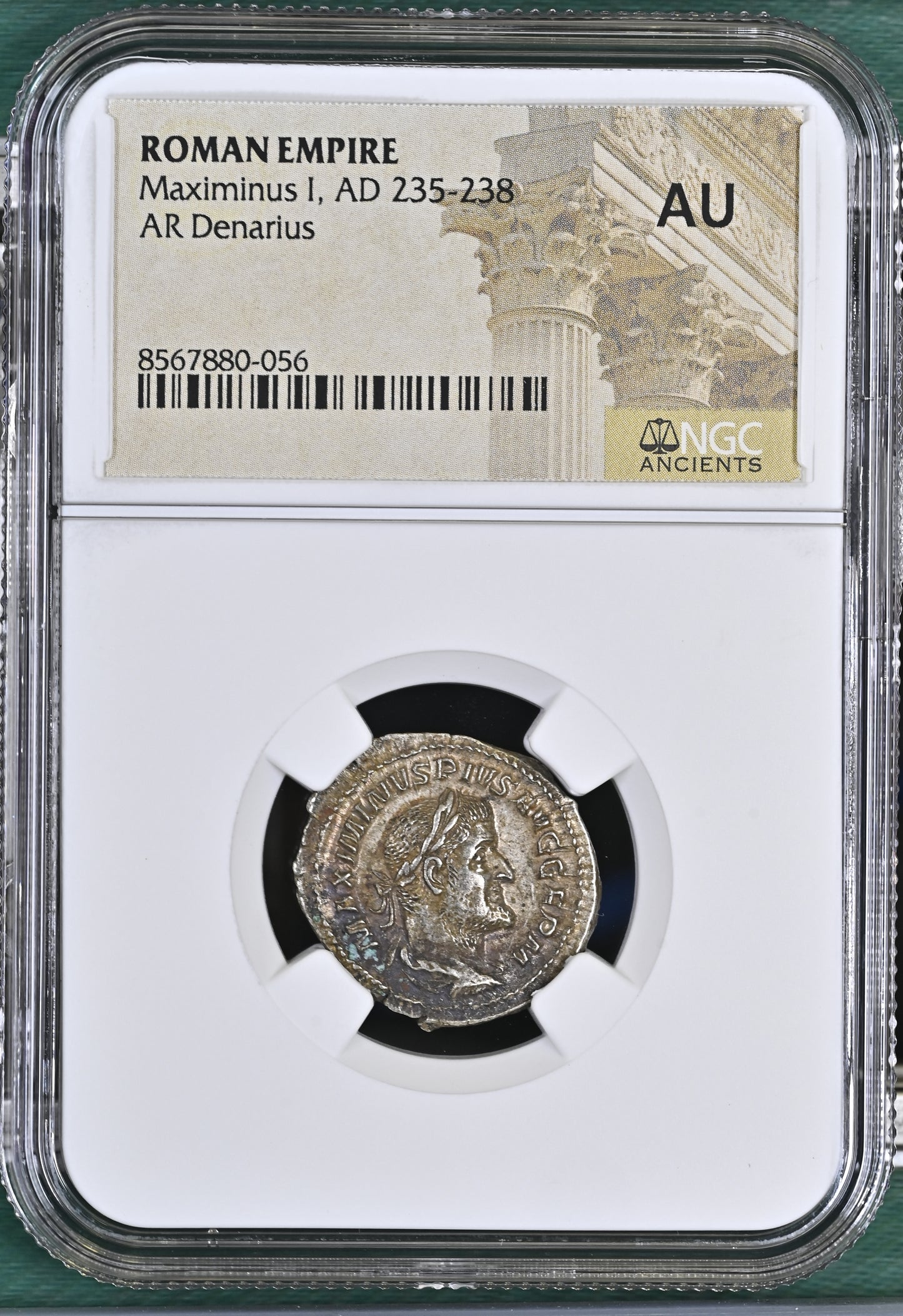 Roman Empire - Maximinus I - Silver Denarius - NGC AU