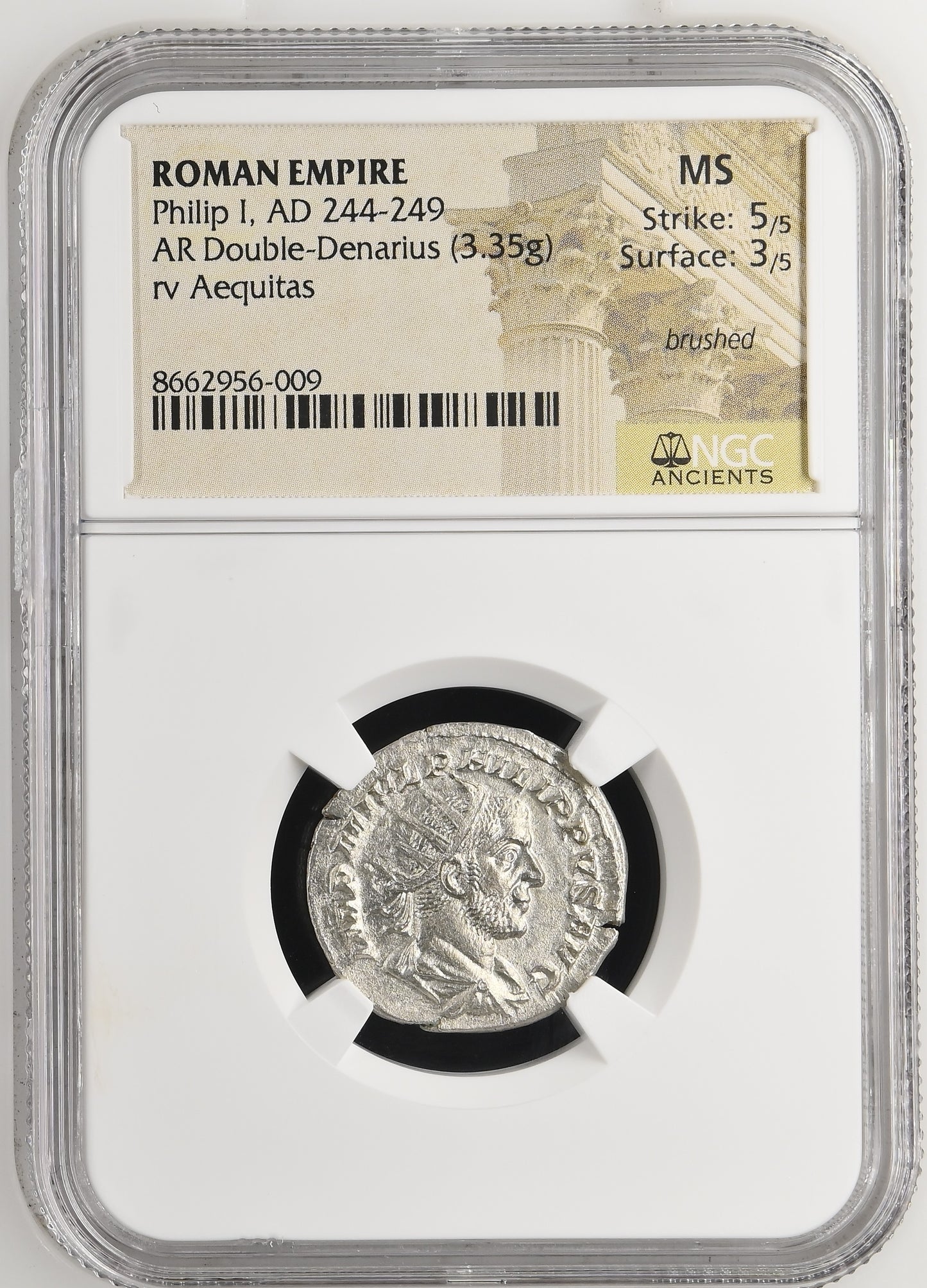 Roman Empire - Philip I - Silver Double-Denarius - NGC MS - RIC:27b