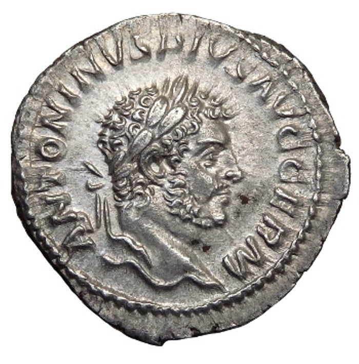 Roman Empire - Caracalla - Silver Denarius - NGC Ch AU - RIC:268